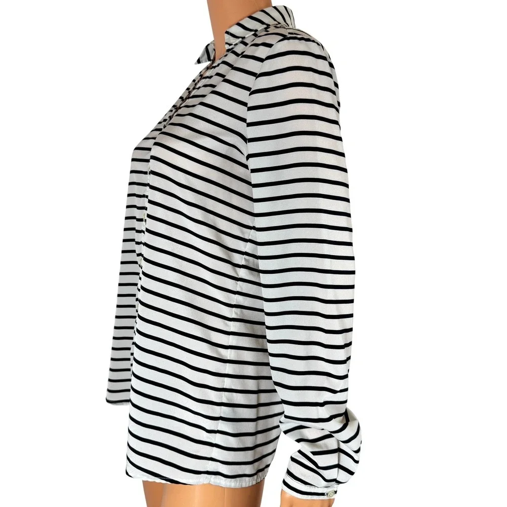 The Limited Womens Size S Striped V-Neck Button Front Blouse Size S LongSlv - Picture 3 of 8